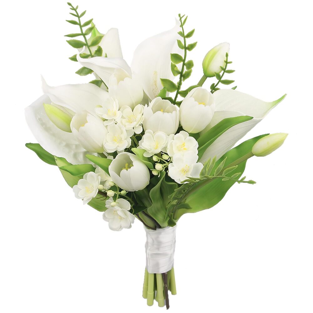 4028 11.8 Inch Silk Posy Wedding Bouquets for Bride Artificial Tulip Small